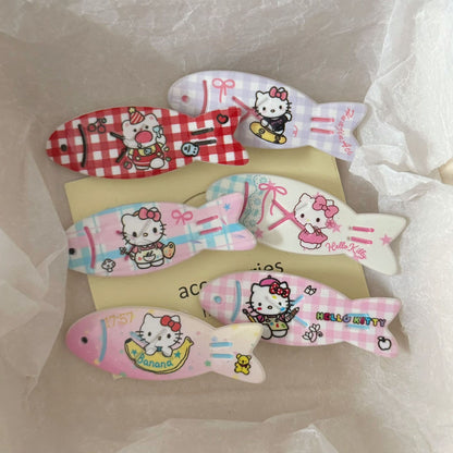 紅色魚尾貓咪髮夾－商品主圖｜https://igowo.tw/