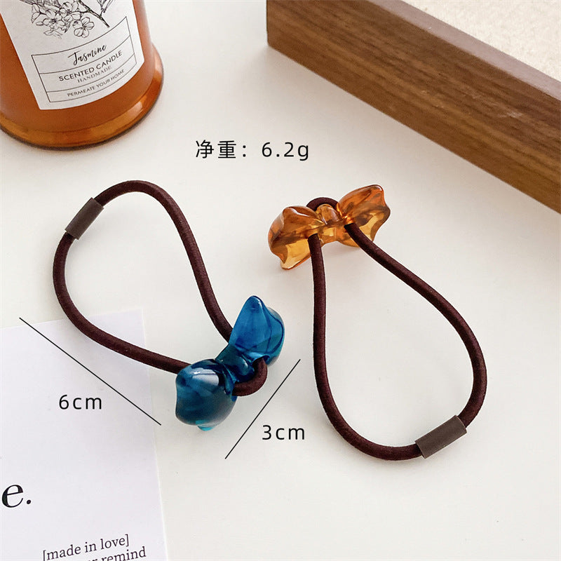 小熊花朵簡約髮圈－綠色小熊款實拍｜https://igowo.tw/