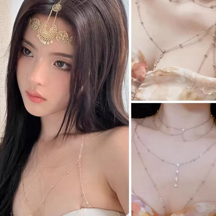 鏈條簡約項鍊－銀（身體鏈）款實拍｜https://igowo.tw/