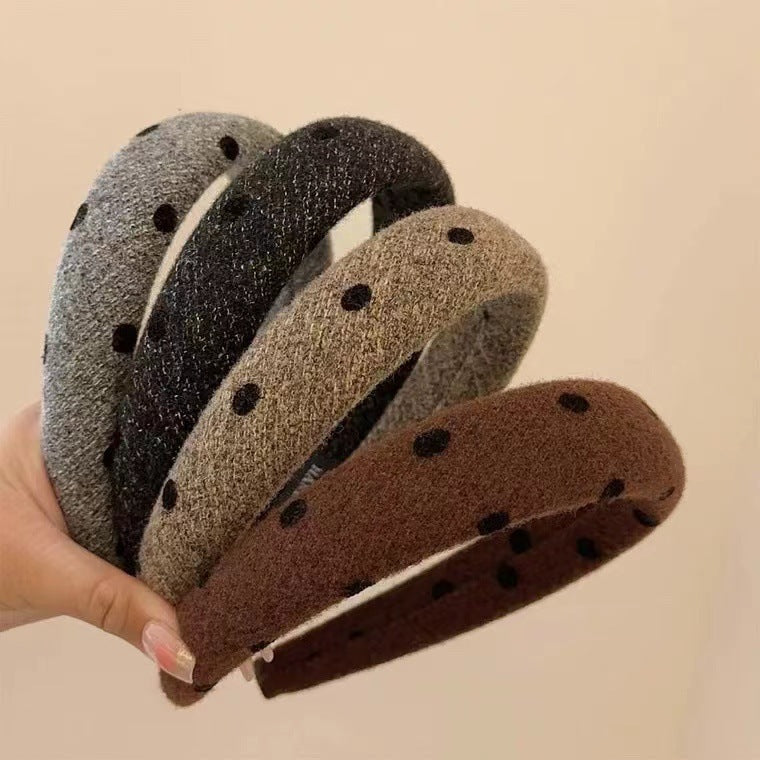 灰色波點復古髮箍－商品主圖｜https://igowo.tw/