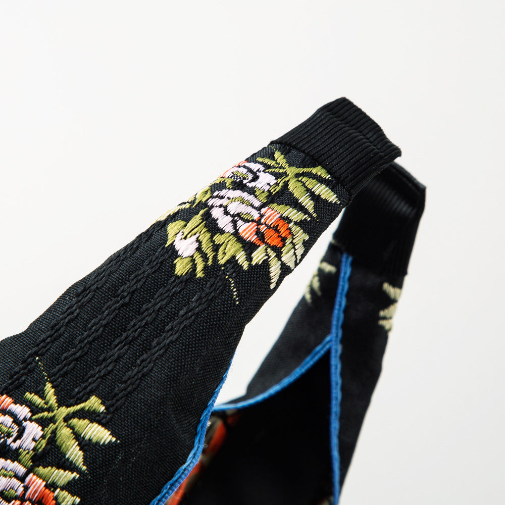 布面交叉刺繡髮箍－米色款細節1｜https://igowo.tw/