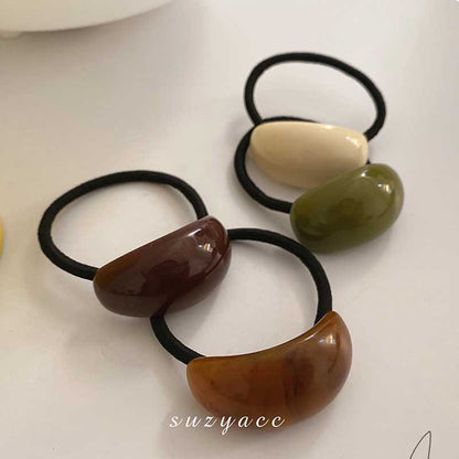 黑色壓克力簡約髮圈－深咖款細節｜https://igowo.tw/