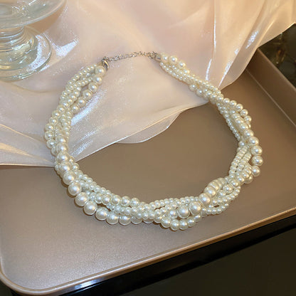 珍珠扭紋多層纏繞項鍊