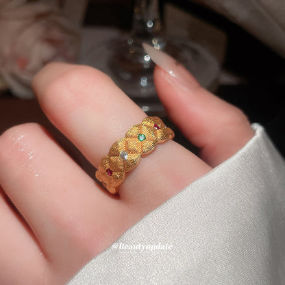 中古vintage彩寶手鏈戒指歐美跨境手飾套裝小眾奢華重工飾品批發