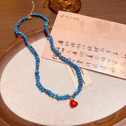 藍色系愛心珠珠項鏈