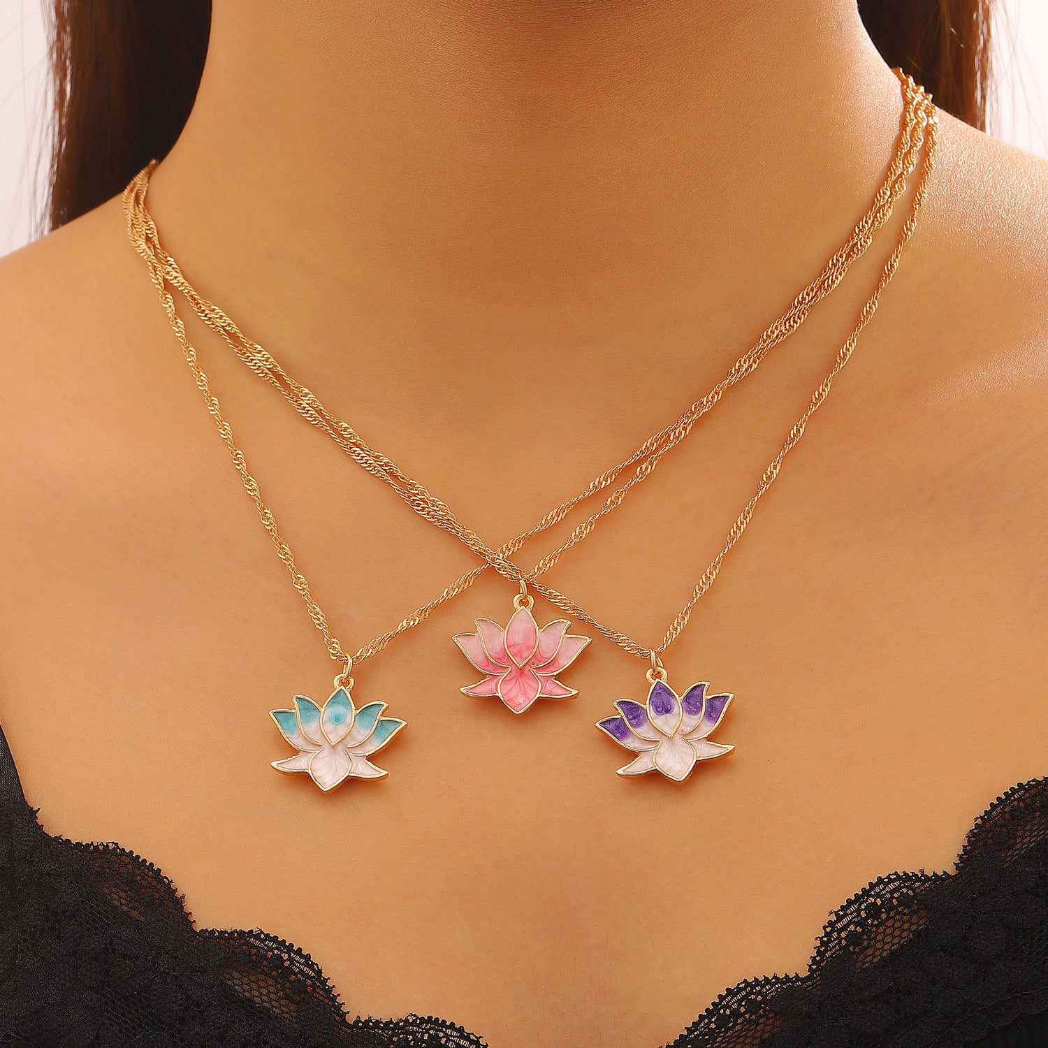 彩色花朵項鍊－商品主圖｜https://igowo.tw/
