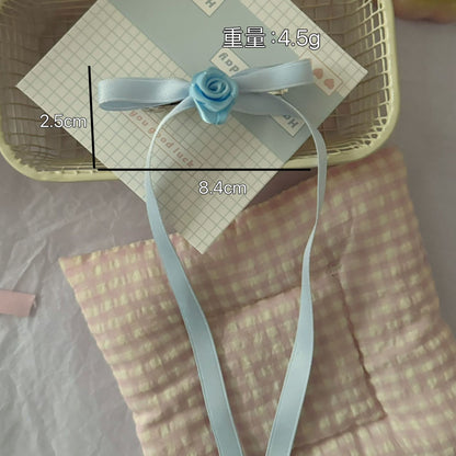緞帶蝴蝶結花朵髮夾－粉色蝴蝶結髮夾款細節2｜https://igowo.tw/
