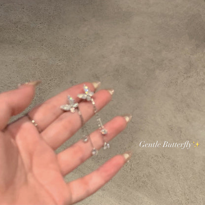 S925蝴蝶流蘇耳環－商品主圖｜https://igowo.tw/