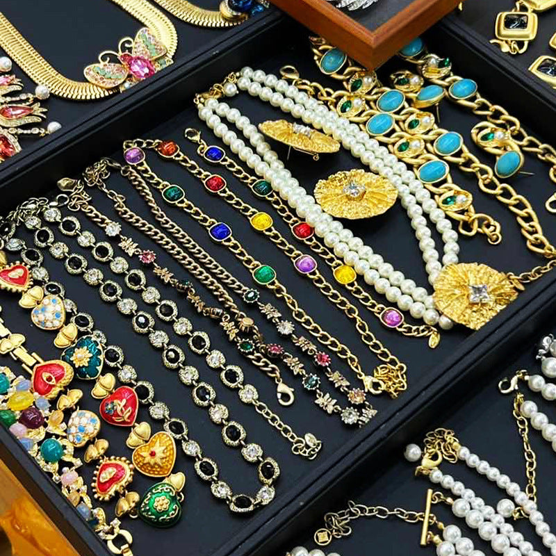 彩色水滴花朵鑲鑽項鍊－商品主圖｜https://igowo.tw/