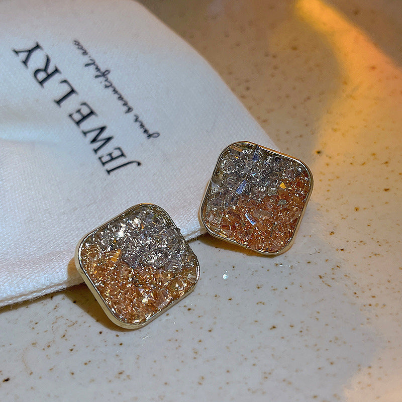 S925銀針幾何滿鑽氣質耳釘