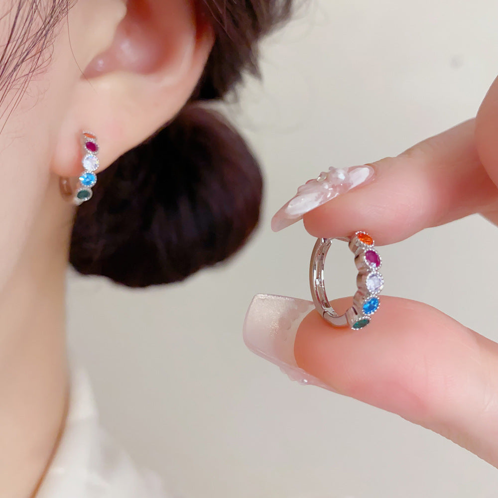 彩色鋯石復古簡約耳扣－商品主圖｜https://igowo.tw/
