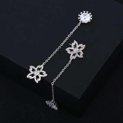 S925鋯石花朵流蘇耳墜－商品主圖｜https://igowo.tw/