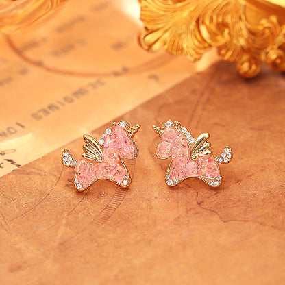 S925水晶小馬耳釘