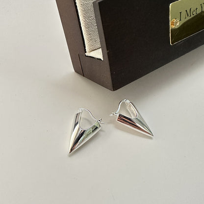 S925純銀韓版質感三角錐形耳扣韓國簡約時髦個性耳飾品