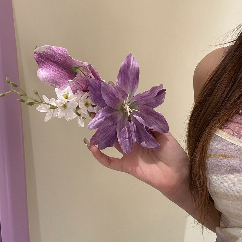 新中式古風簡約布藝花朵發夾高級感精致鴨嘴夾時尚甜美發飾頭飾女