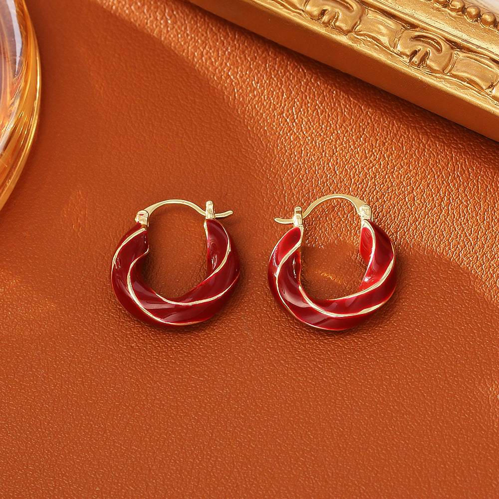 琺瑯扭紋復古簡約耳環