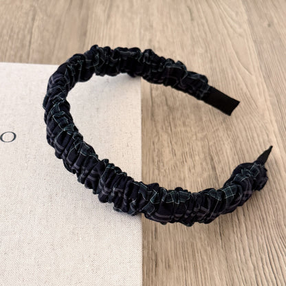 布面波點簡約髮箍－黑格點款細節｜https://igowo.tw/