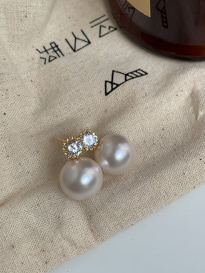 珍珠鋯石小巧簡約耳環