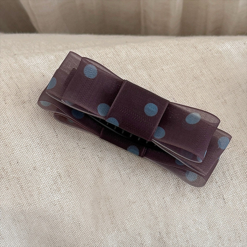網紗波點蝴蝶結髮夾
