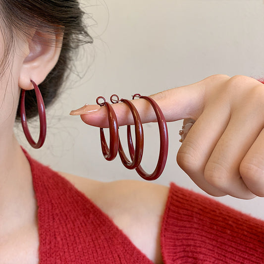 復古紅圓圈耳環－商品主圖｜https://igowo.tw/