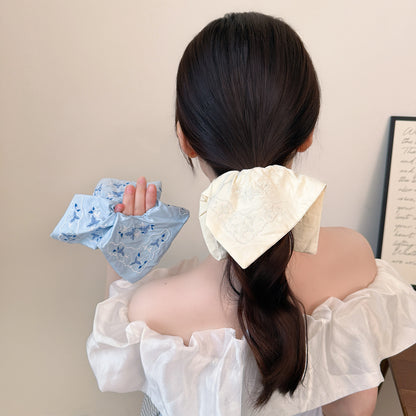 藍色大腸圈刺繡髮圈－商品主圖｜https://igowo.tw/