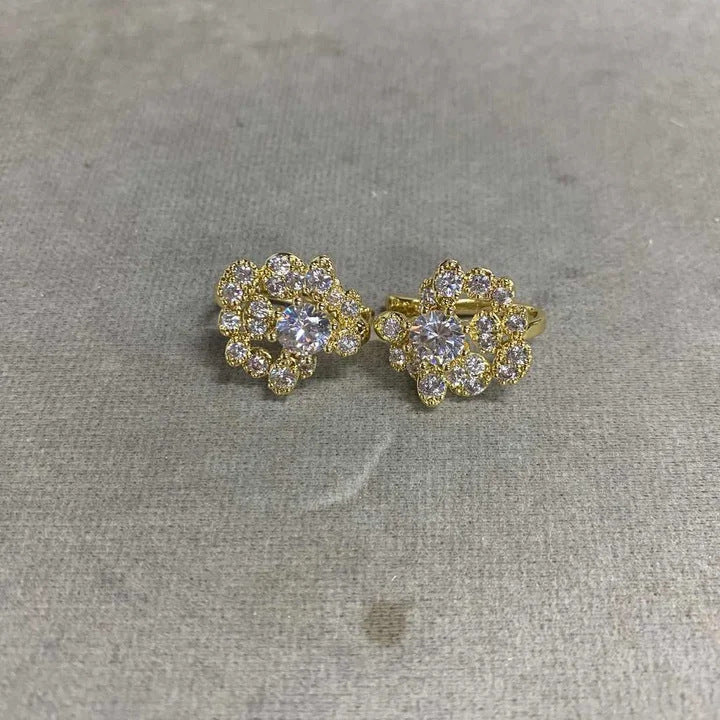18K真金電鍍鋯石圓形耳夾女無耳洞精致百搭耳骨夾輕奢高級感耳飾