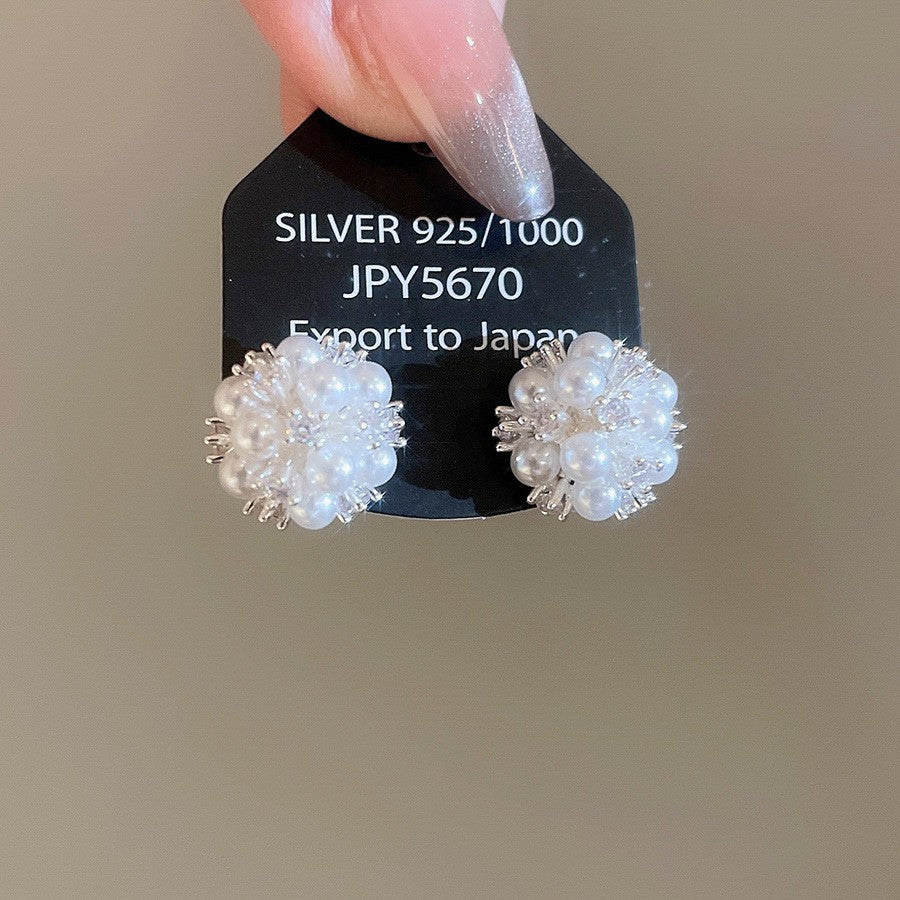 珍珠鋯石幾何復古耳釘－10#銀針-銀色款細節｜https://igowo.tw/