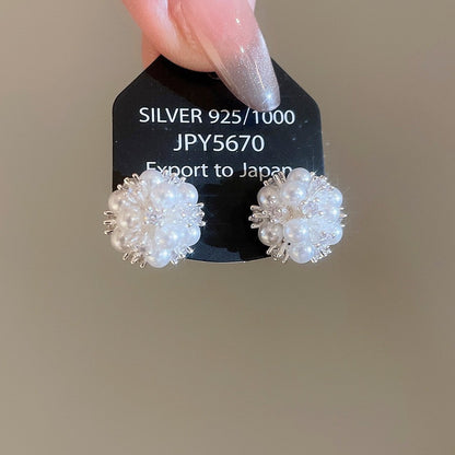 珍珠鋯石幾何復古耳釘－10#銀針-銀色款細節｜https://igowo.tw/