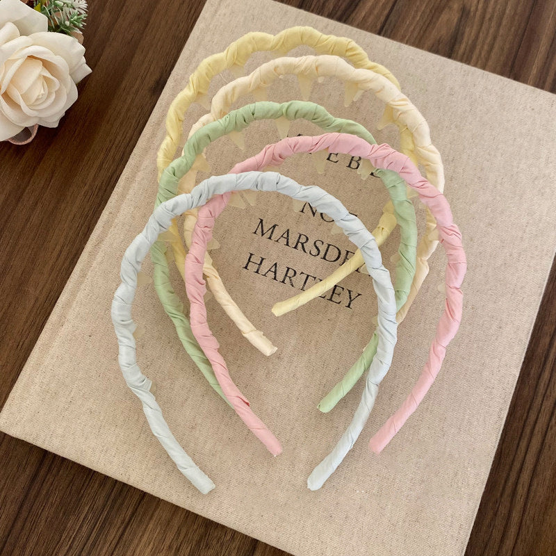 布面波浪纏繞髮箍－藍色款細節｜https://igowo.tw/