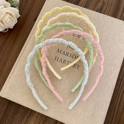 布面波浪纏繞髮箍－藍色款細節｜https://igowo.tw/