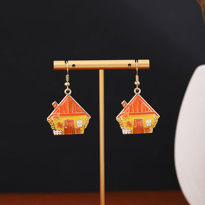 彩色琺瑯蘑菇卡通耳環－/雞肉款細節｜https://igowo.tw/