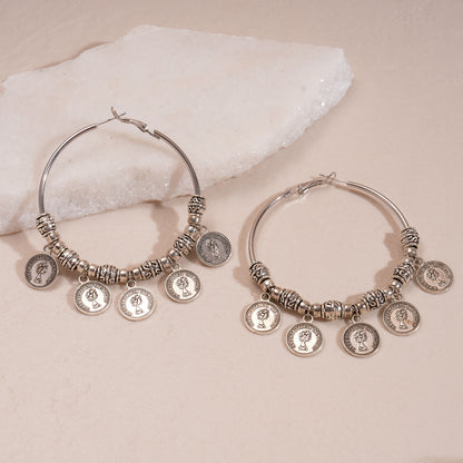銀針圓圈流蘇耳環