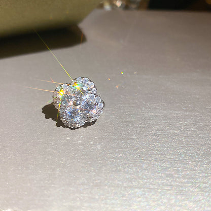 18k真金電鍍鋯石花朵耳夾女無耳洞精致百搭耳骨夾輕奢高級感耳飾