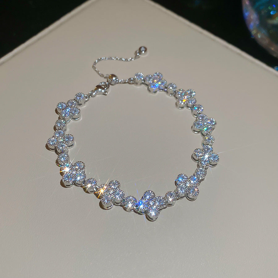 超閃鋯石花朵芒星手鏈輕奢高級感日常時尚百搭手環設計感小眾手飾
