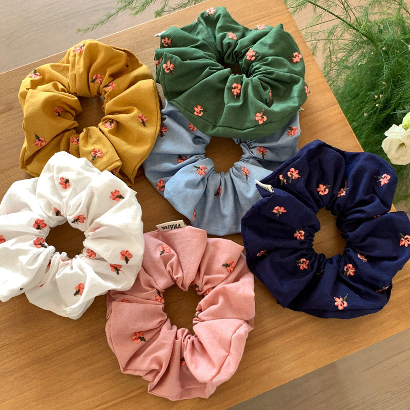 大腸圈花朵復古髮圈－商品主圖｜https://igowo.tw/