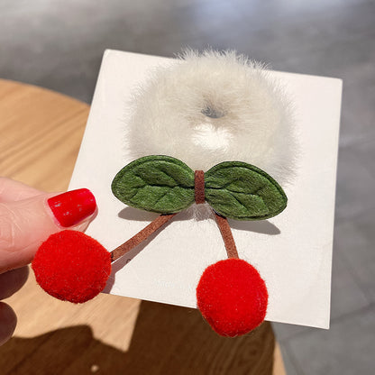 絨面毛球櫻桃髮圈