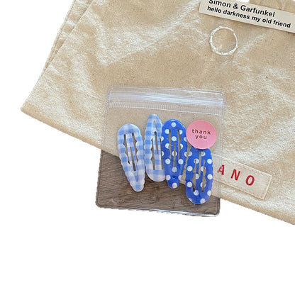 波點格紋髮夾套組－紫格（4個裝）款細節｜https://igowo.tw/