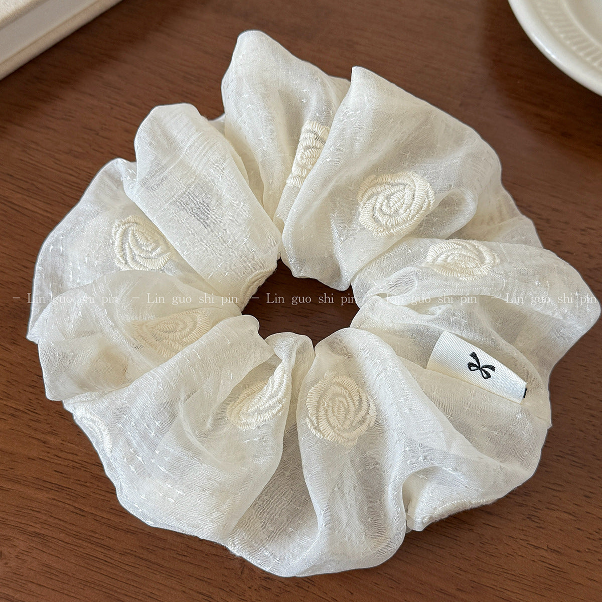 網紗大腸圈刺繡髮圈