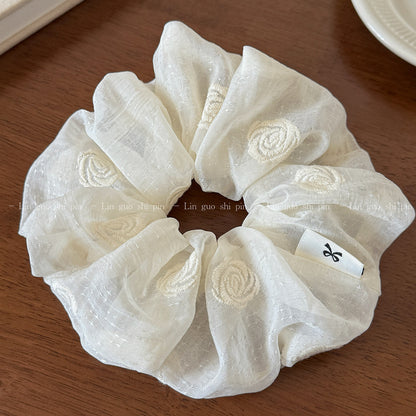 網紗大腸圈刺繡髮圈
