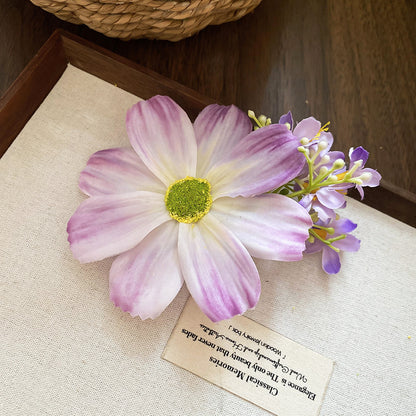 悠紫綺夢~布藝花朵發夾氛圍感度假風甜美側邊夾小眾高級感發飾女