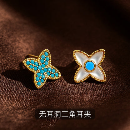 珍珠花朵免耳洞耳夾