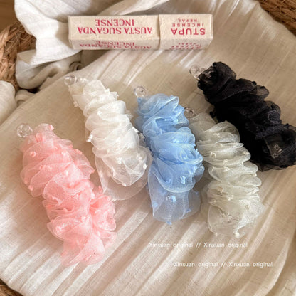 網紗波點雲朵髮夾－商品主圖｜https://igowo.tw/