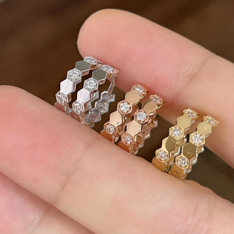 金色鋯石圓形電鍍耳扣－商品主圖｜https://igowo.tw/