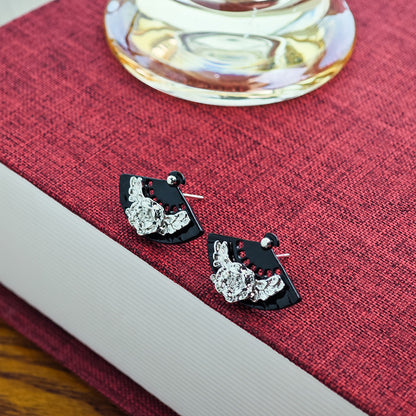 銀針扇形花朵復古耳環