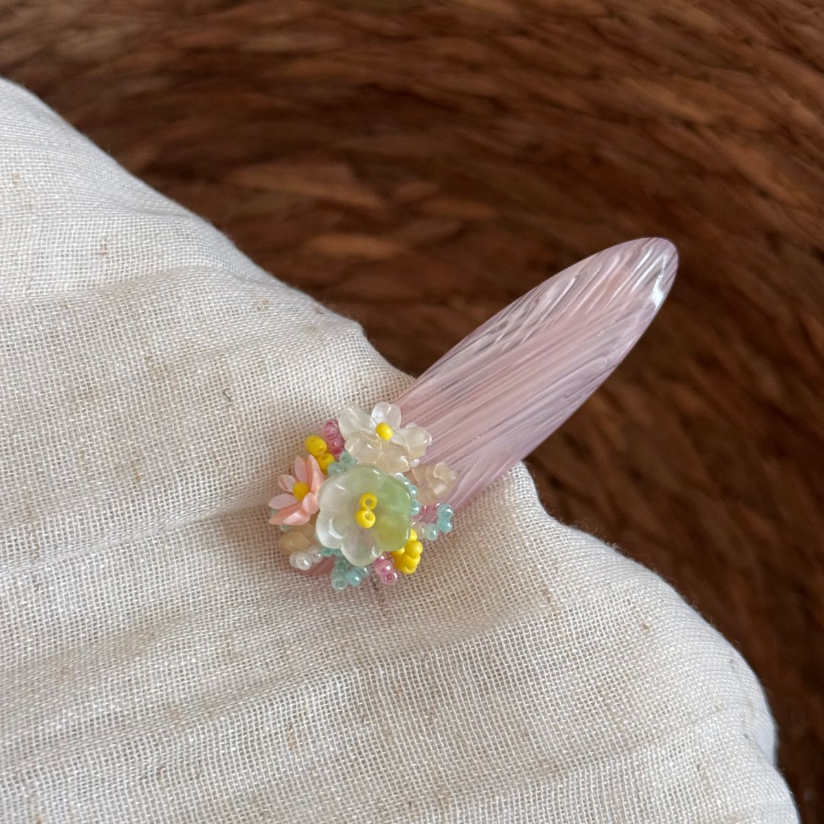 醋酸板材串珠花朵髮夾