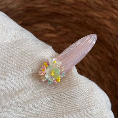 醋酸板材串珠花朵髮夾