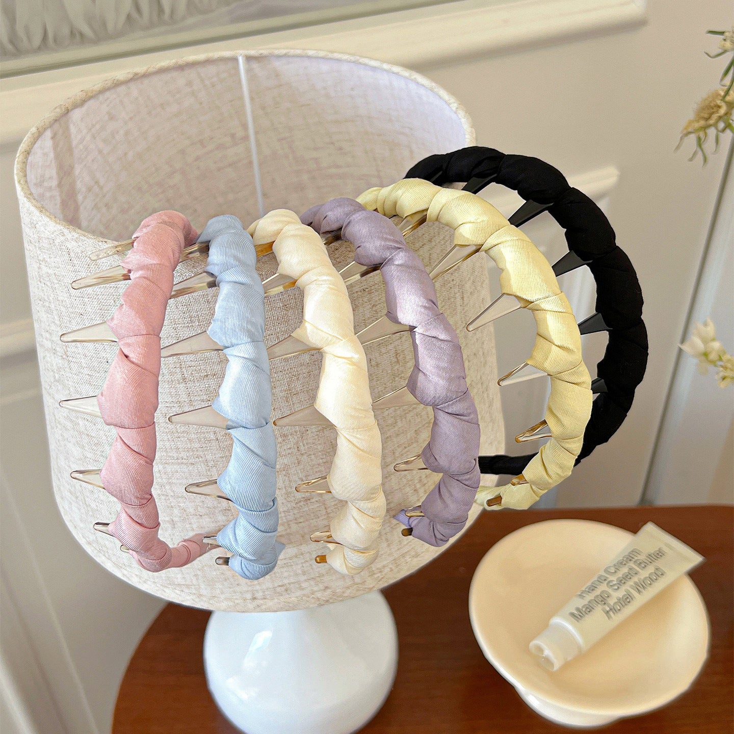 彩色布面纏繞髮箍－粉色款實拍｜https://igowo.tw/