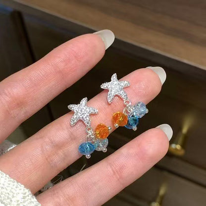 日韓爆款超閃鑲鉆星星耳釘輕奢高級感耳環夏日小清新耳飾小眾設計