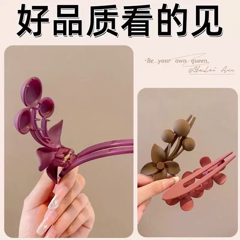 花朵簡約髮夾－富貴紫款細節1｜https://igowo.tw/