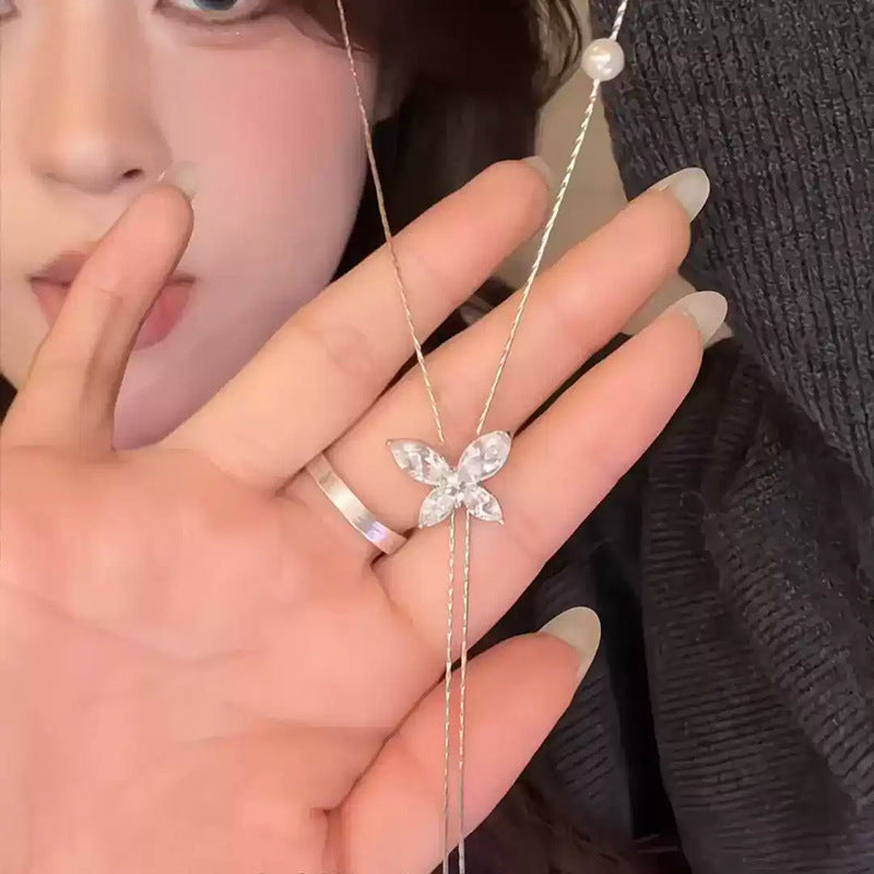 珍珠鋯石蝴蝶項鍊